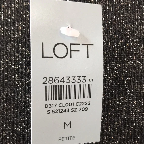 Loft black w silver metallic knit long sleeve sweater dress NWT - Picture 3 of 7